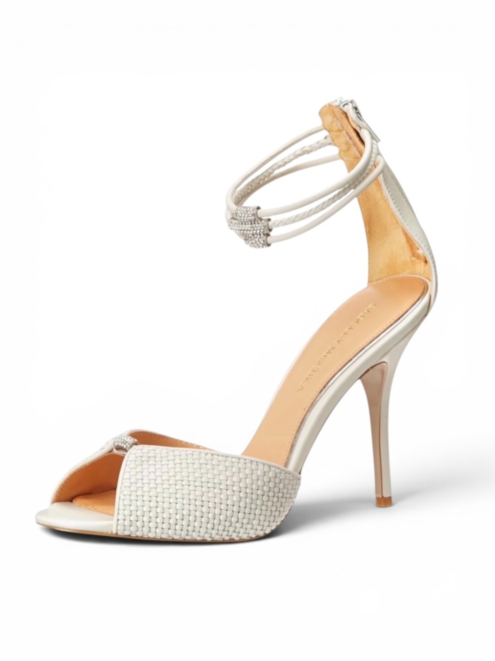 EUC [Badgley Mischka] Woven Open Toe 4" High Heels + Rhinestone Stilettos | 7